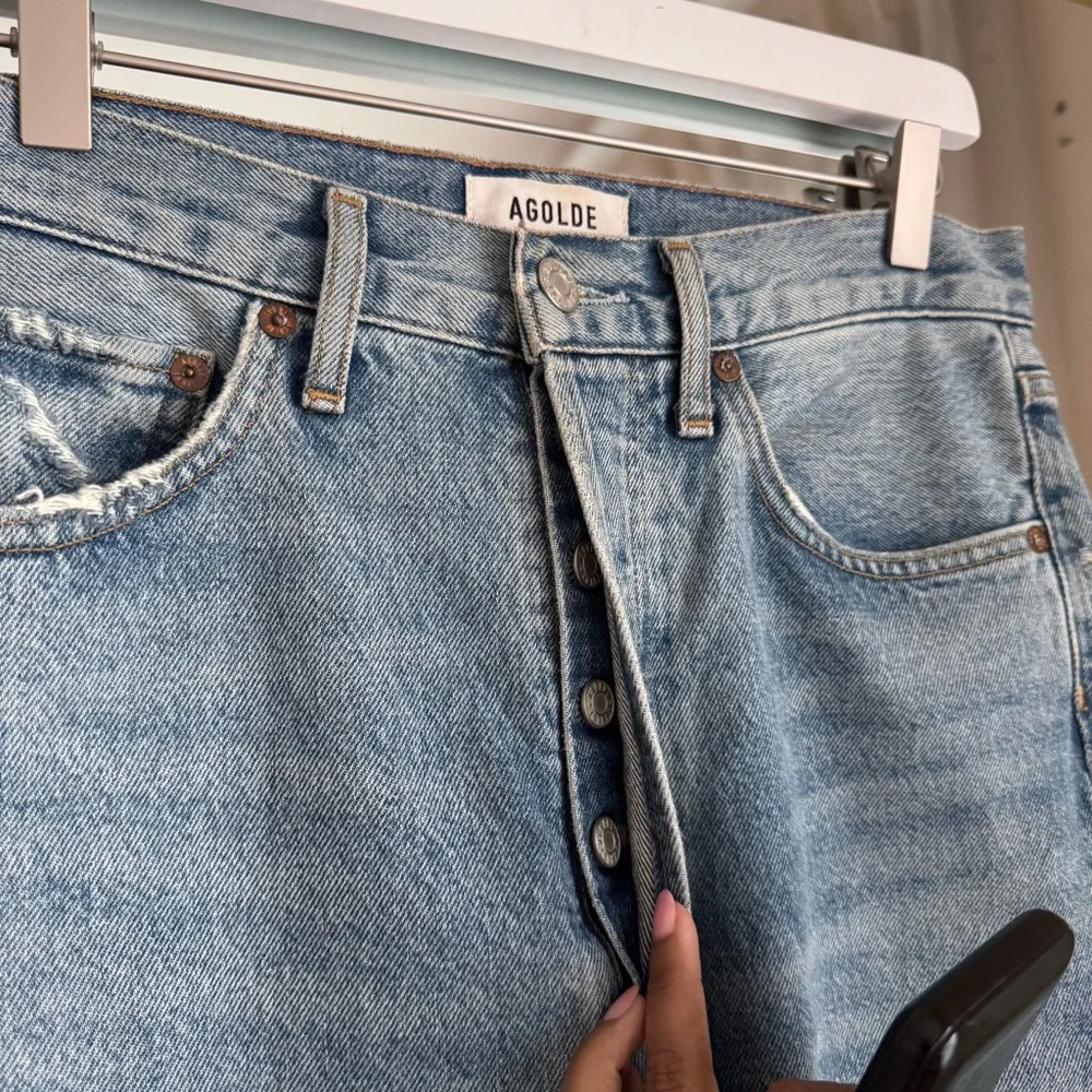 AGOLDE 90’s Distressed Blue Jeans Size 26 - Picture 4 of 11